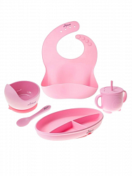Miyoumi / Силиконовый набор для кормления 5 предметов - Baby pink